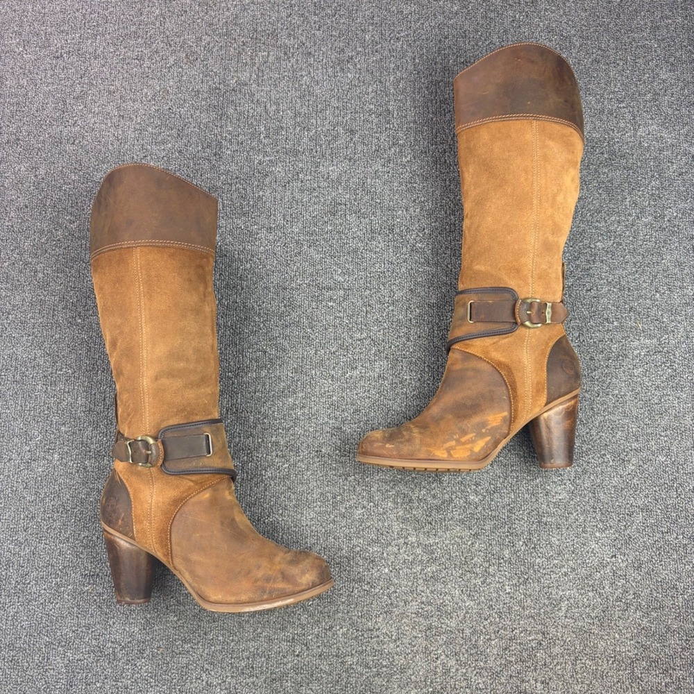 Timberland Earthkeepers Riding Boots Women's 9.5M Brown Leather Suede Harness